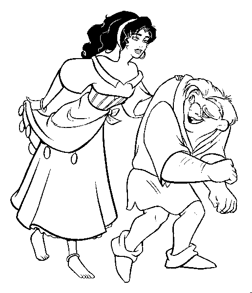 coloriage esmeralda et quasimodo